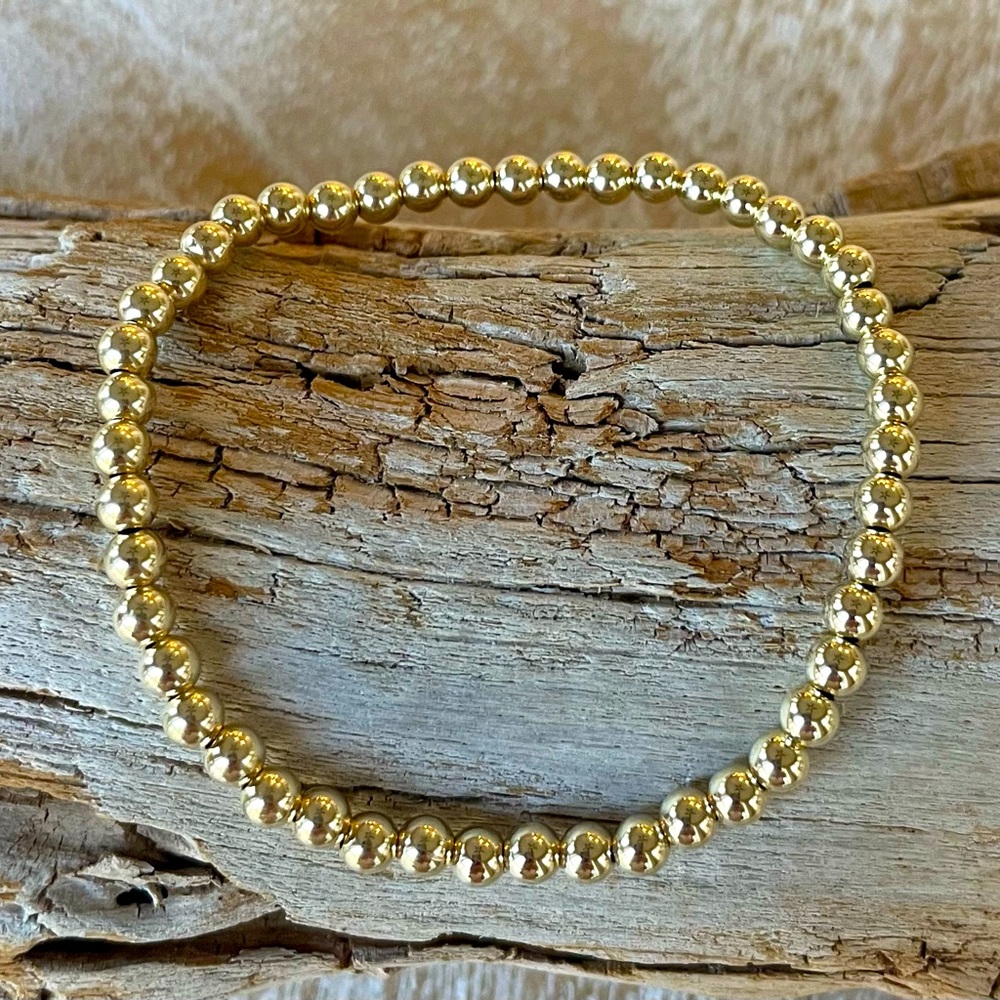 4mm handmade 14k gold filled bead stretch bracelet